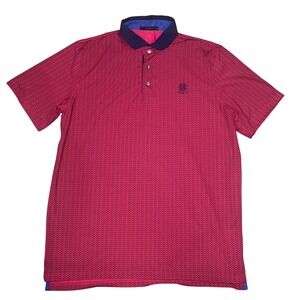 Greyson Polo Shirt Men Large Red Navy Geometric Chevron Golf Performance Logo